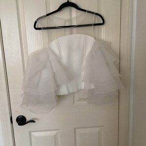 White Elegant Women's Top with Tulle Sleeves Size Small